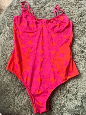 Anthropologie Salinas One Piece Bathing Suit XL Pink Orange
